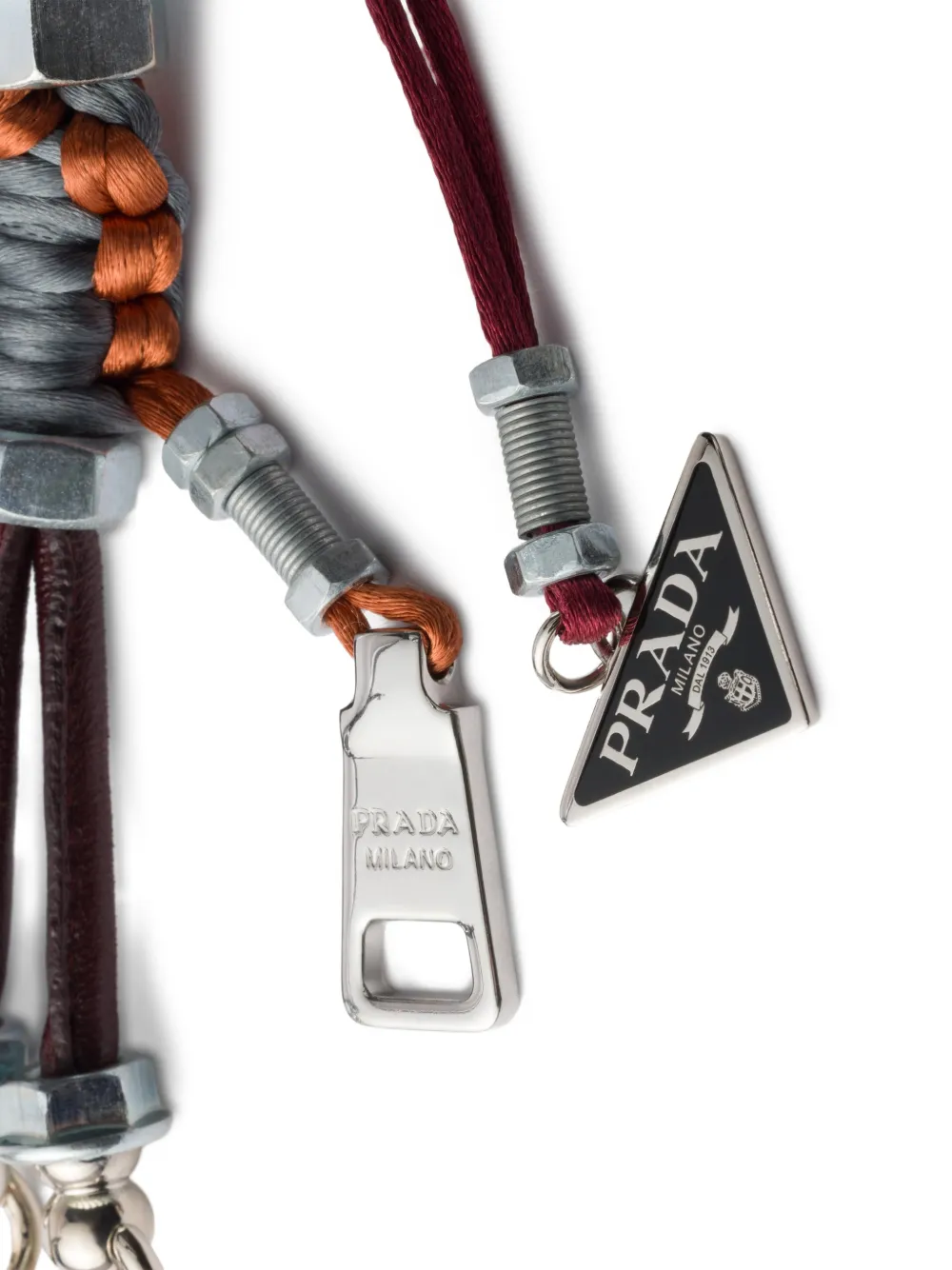  Prada Triangle Logo Robot Keyring - Grey 