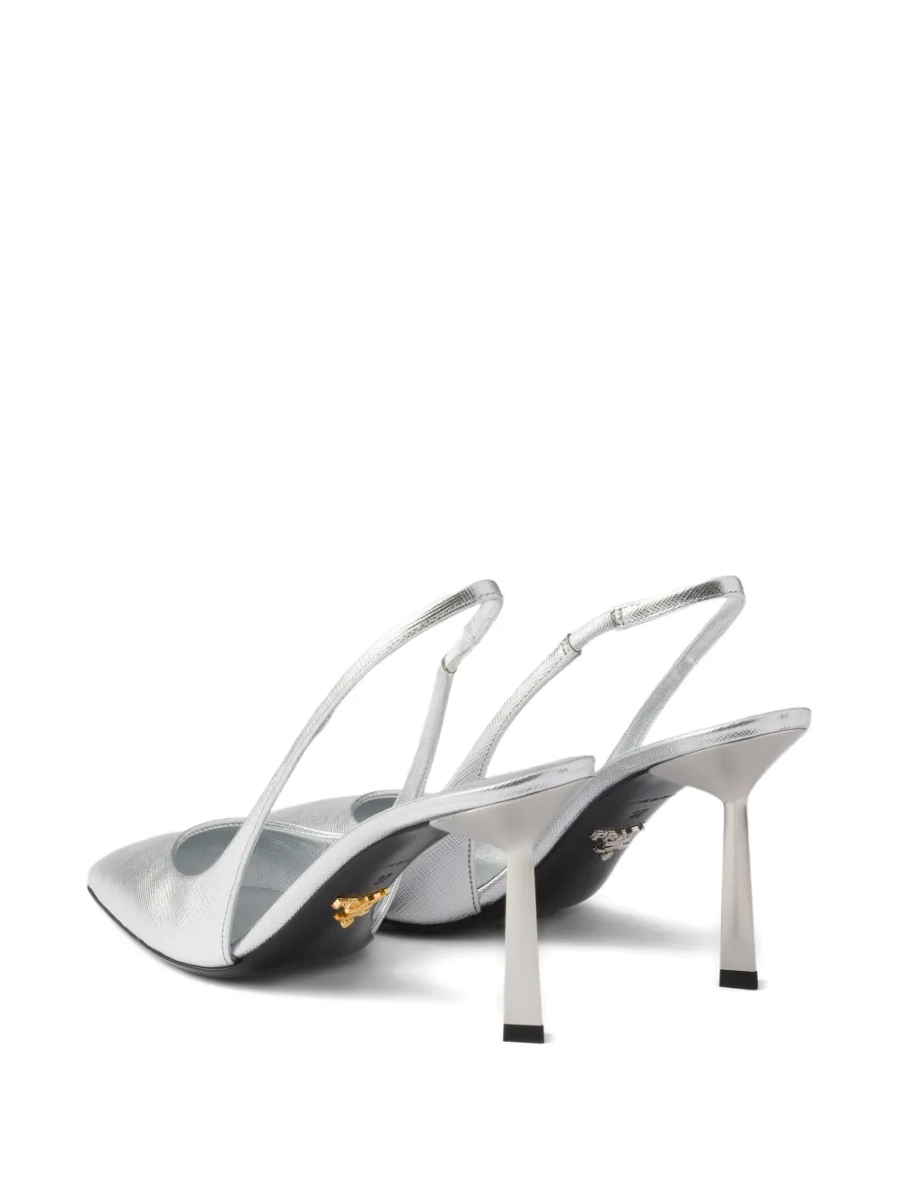 Prada printed leather slingback pumps Zilver