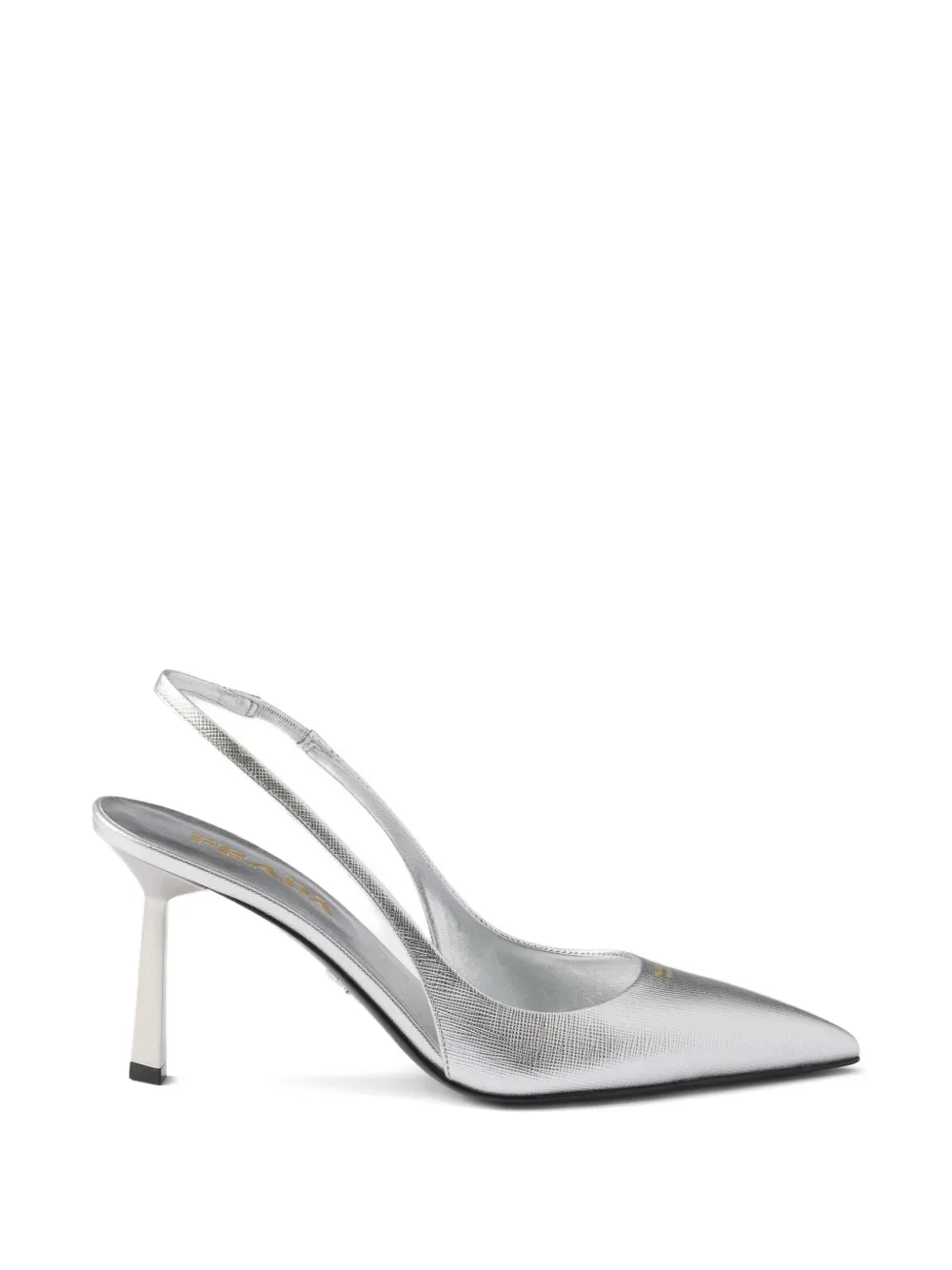 Prada printed leather slingback pumps Zilver