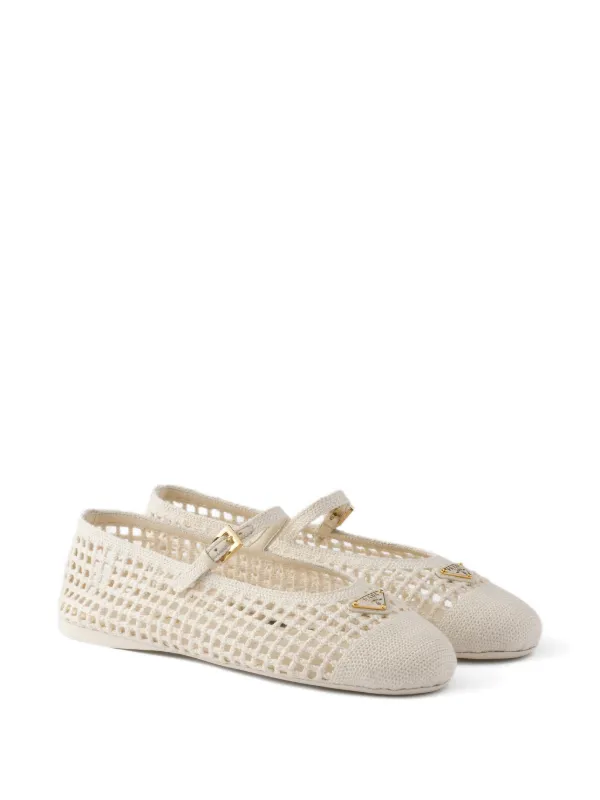 prada ballet shoes flat shoes ＋poro knit Prada Crochet Ballerinas | Neutrals | FARFETCH