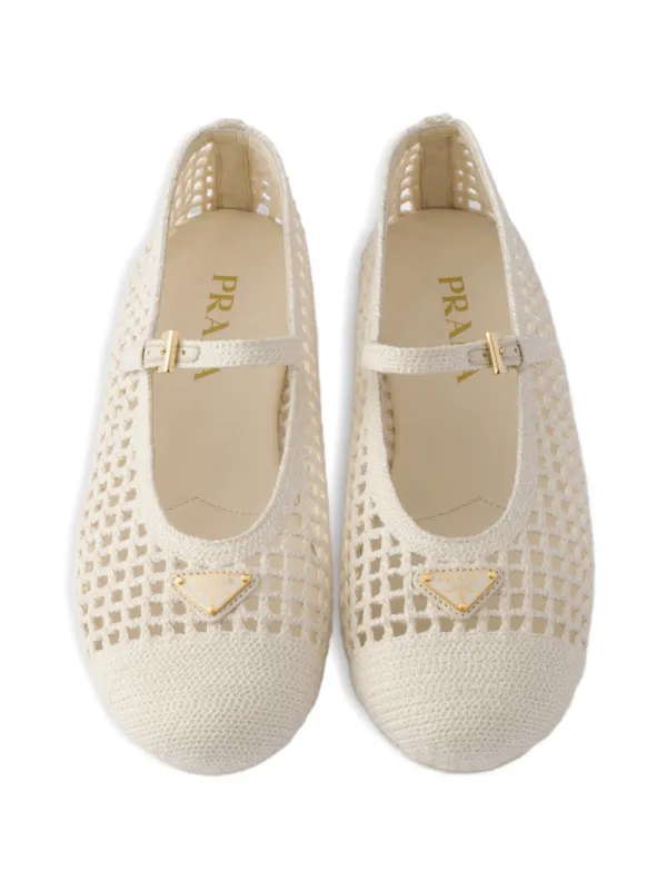 prada ballet shoes flat shoes ＋poro knit Prada Crochet Ballerinas | Neutrals | FARFETCH