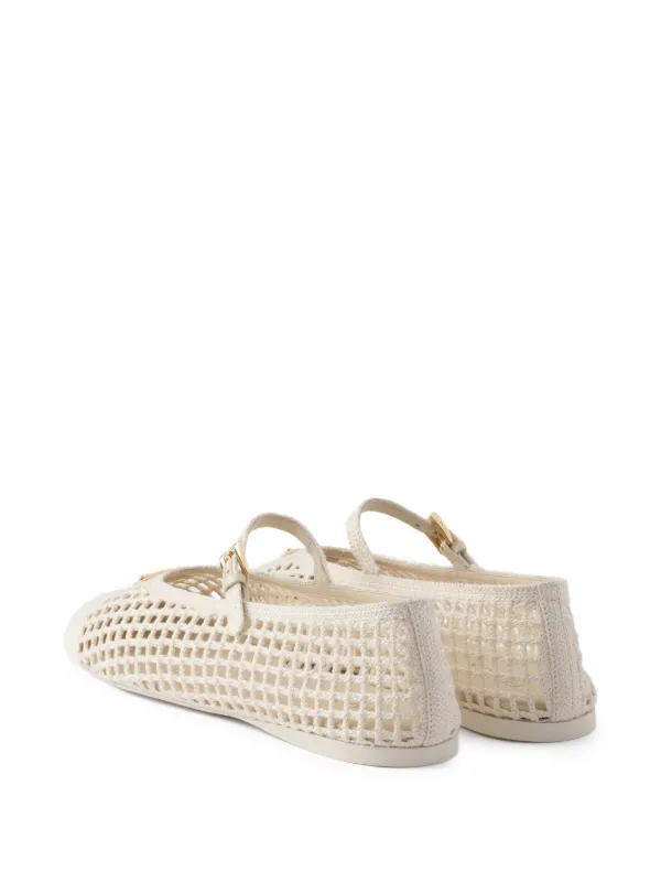 Prada Crochet Ballerinas | Neutrals | FARFETCH