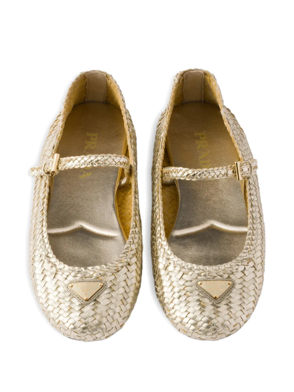 Prada Leren ballerina's Goud