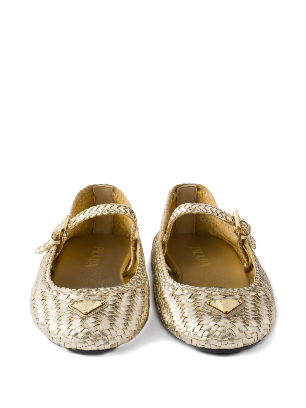 Prada Leren ballerina's Goud