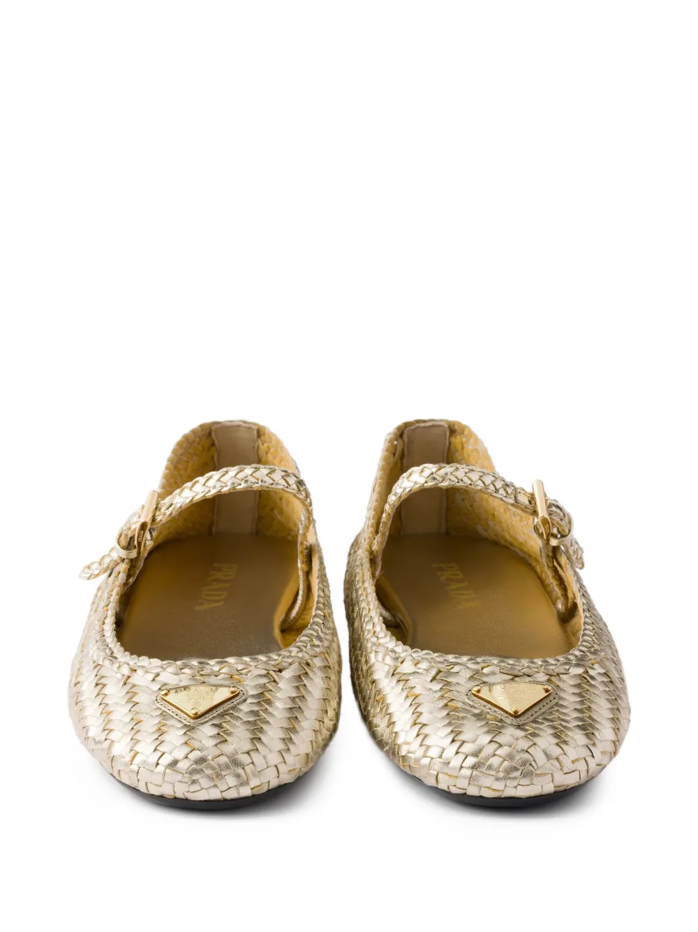  Prada Leather Ballet Flats - Gold 