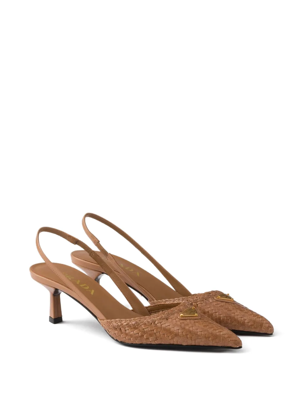 Prada 75 mm leren pumps met hak Bruin
