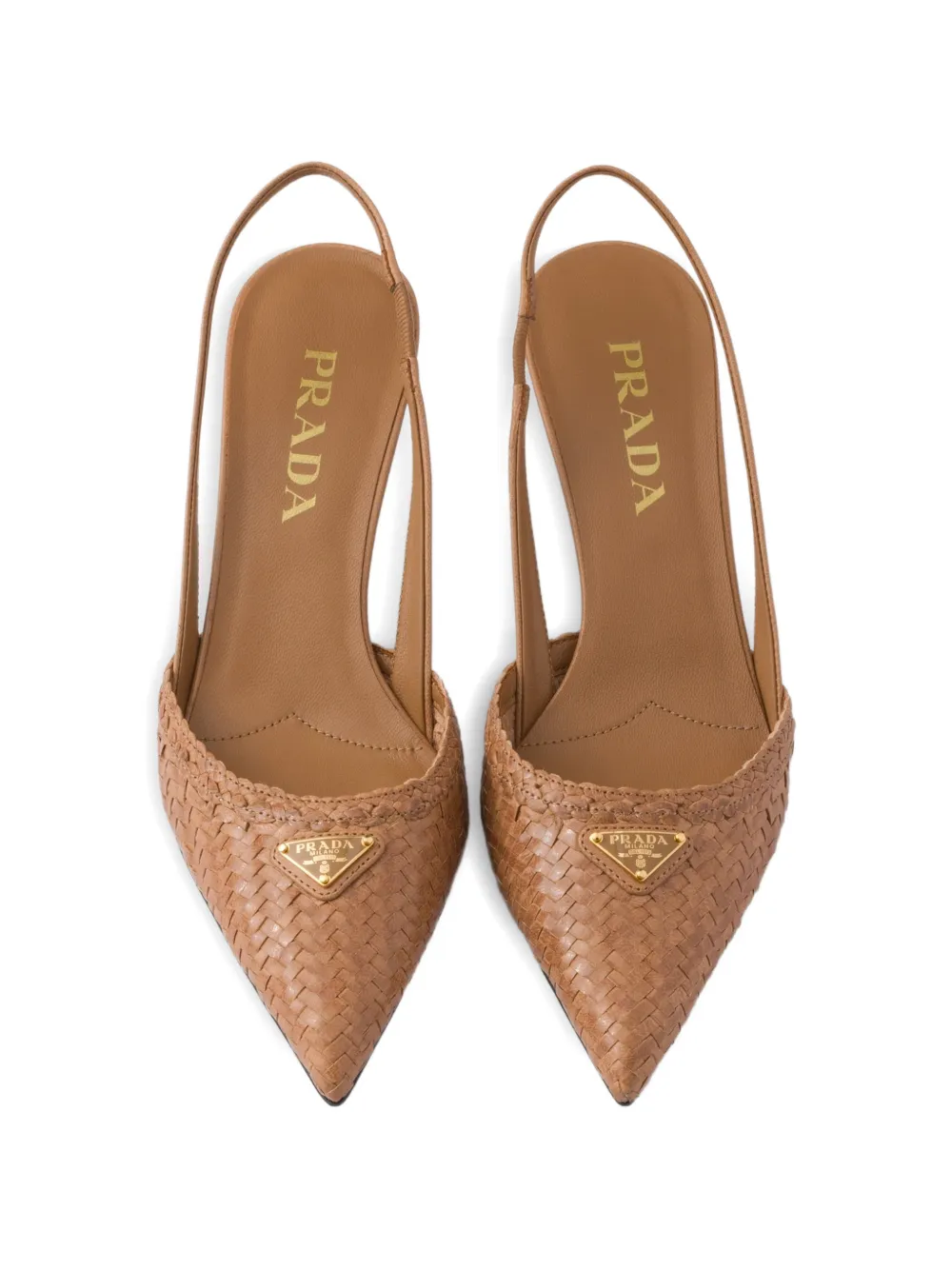 Prada 75 mm leren pumps met hak Bruin