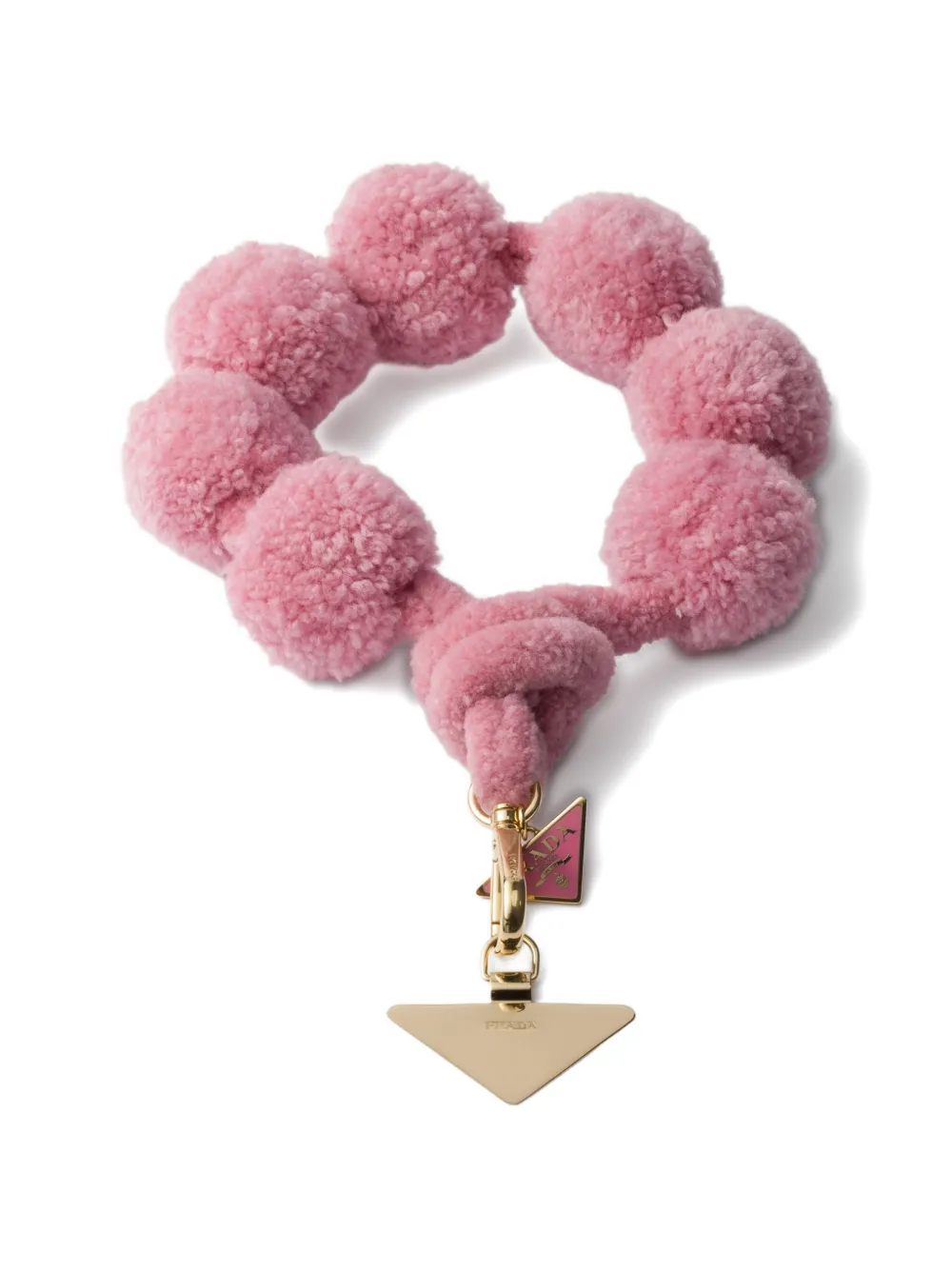 Prada triangle logo wool smartphone wrist strap - Rosa