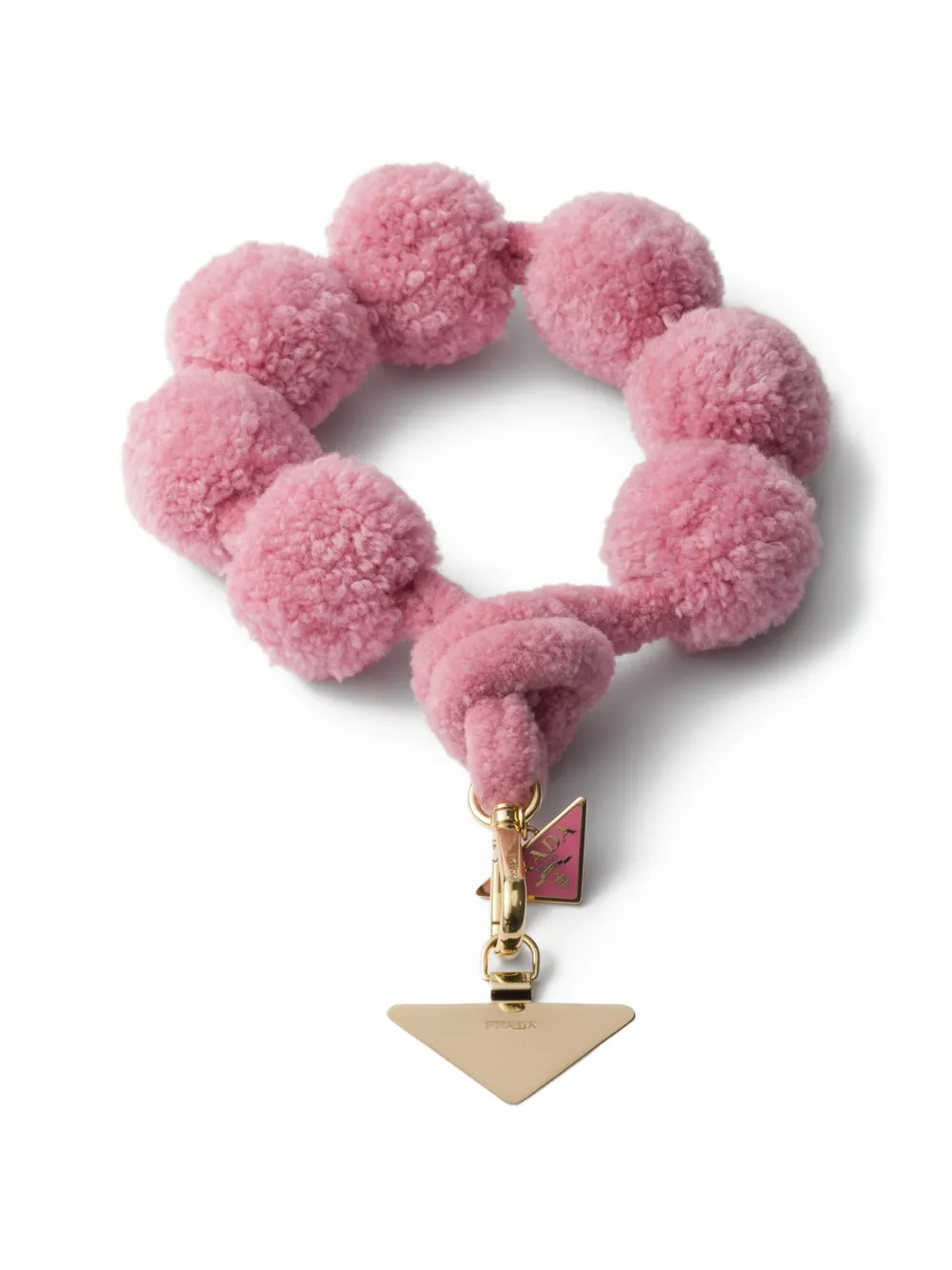 Prada triangle logo wool smartphone wrist strap - Rosa