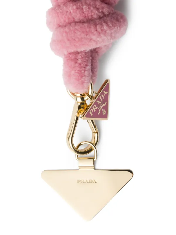 Prada triangle-logo Wool Smartphone Wrist Strap | Pink | FARFETCH