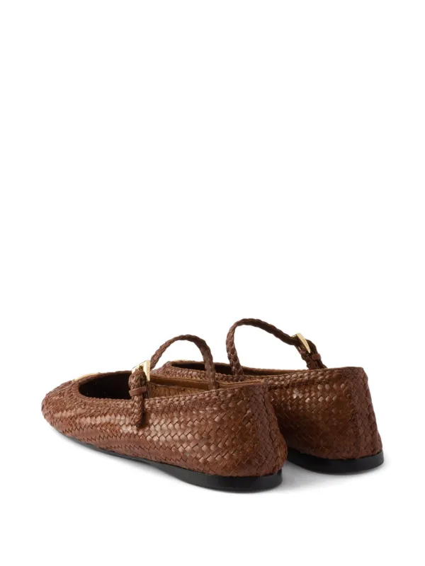 Prada Woven Leather Ballet Flats | Brown | FARFETCH
