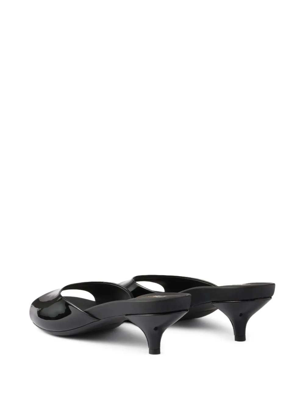  Prada 45mm Leather Heeled Mules - Black 