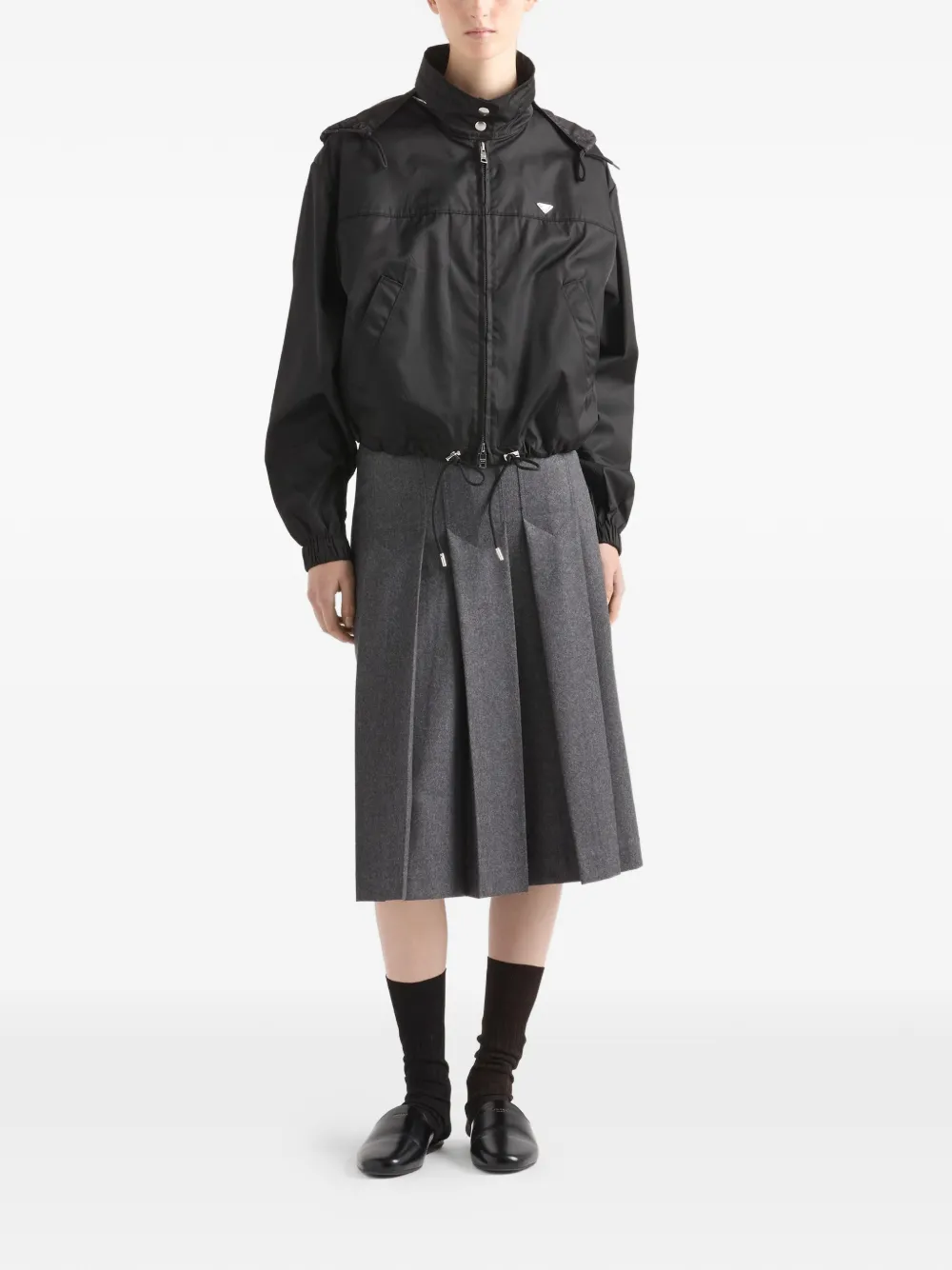  Prada Hooded Zip-up Jacket - Black 