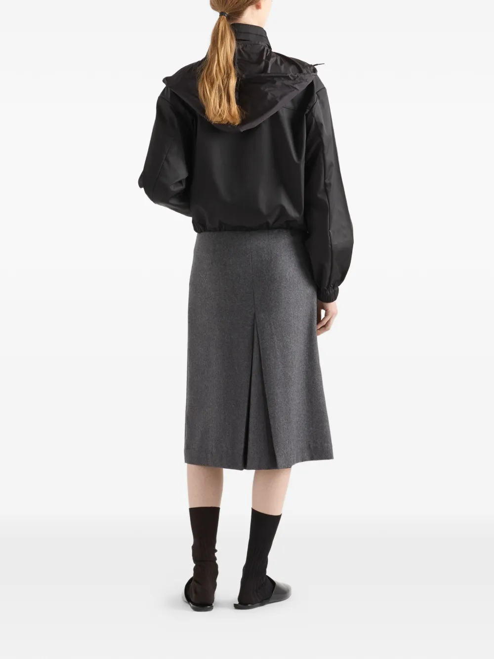  Prada Hooded Zip-up Jacket - Black 
