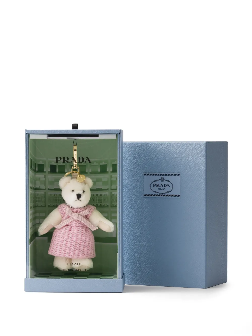 Prada Teddy Bear sleutelhanger met strikdetail Wit