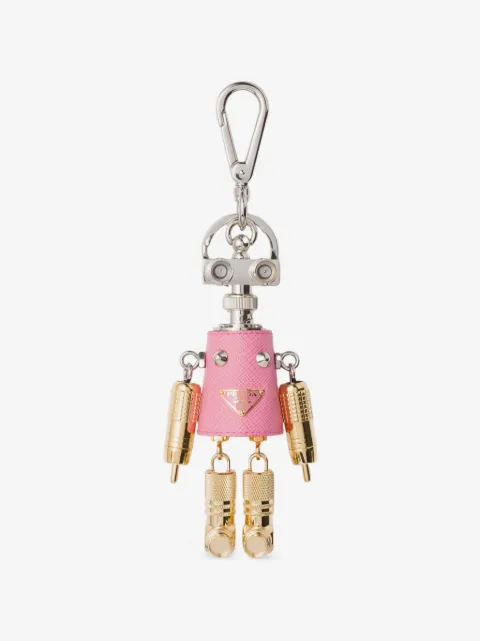 Prada Robot saffiano leather keyring charm