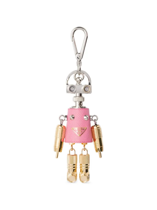 Prada Chaveiro Robot De Couro Saffiano | Rosa | FARFETCH BR