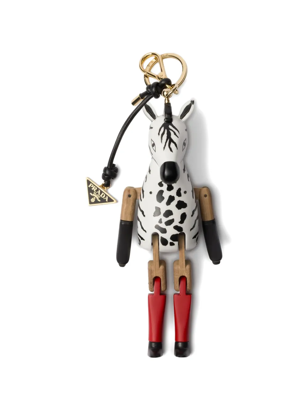 Prada zebra triangle keyring charm - Bianco
