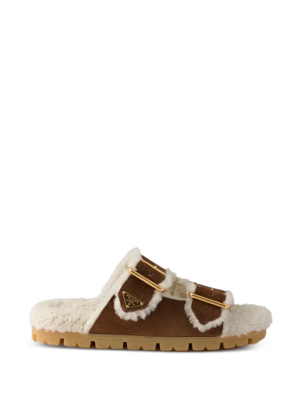 Prada Suede and shearling slides - Marrone