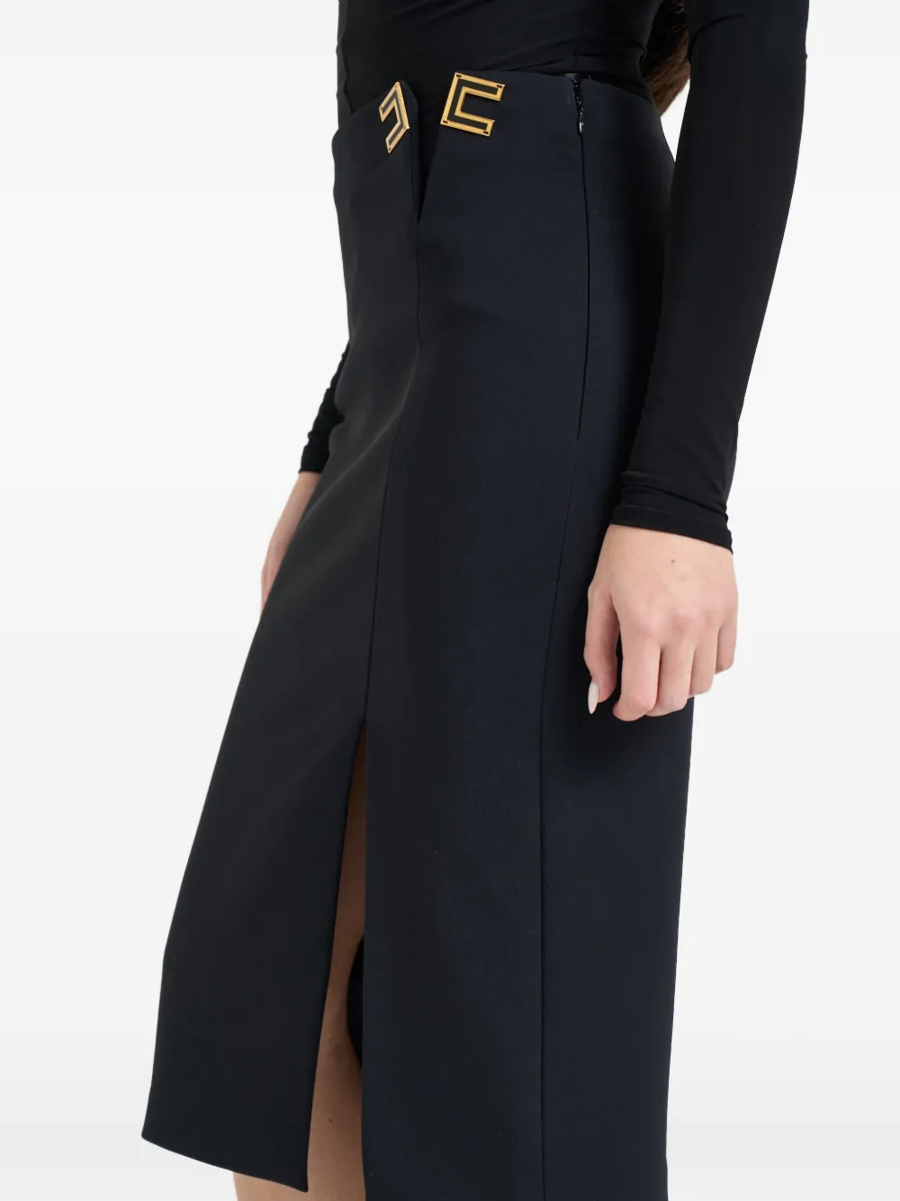  Elisabetta Franchi Buckle Split Skirt - Black 
