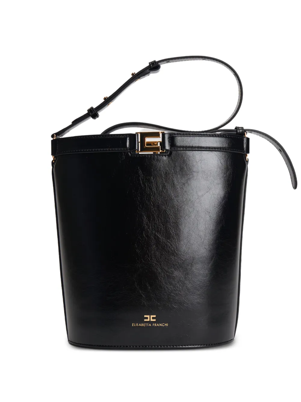 Elisabetta Franchi logo buckle bucket bag - Nero