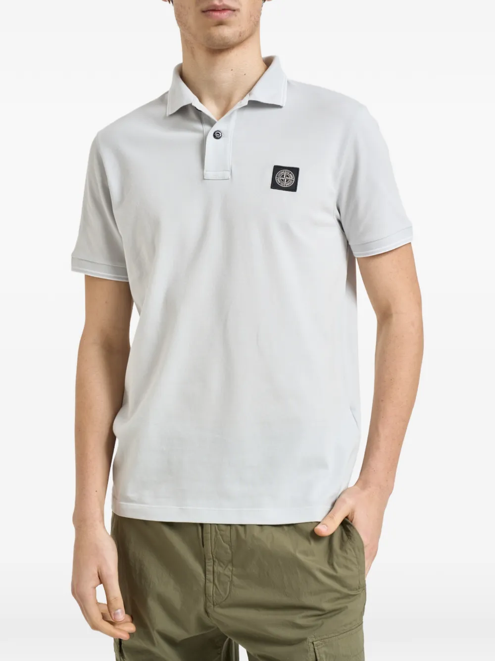 Stone Island logo-patch polo shirt - Grigio