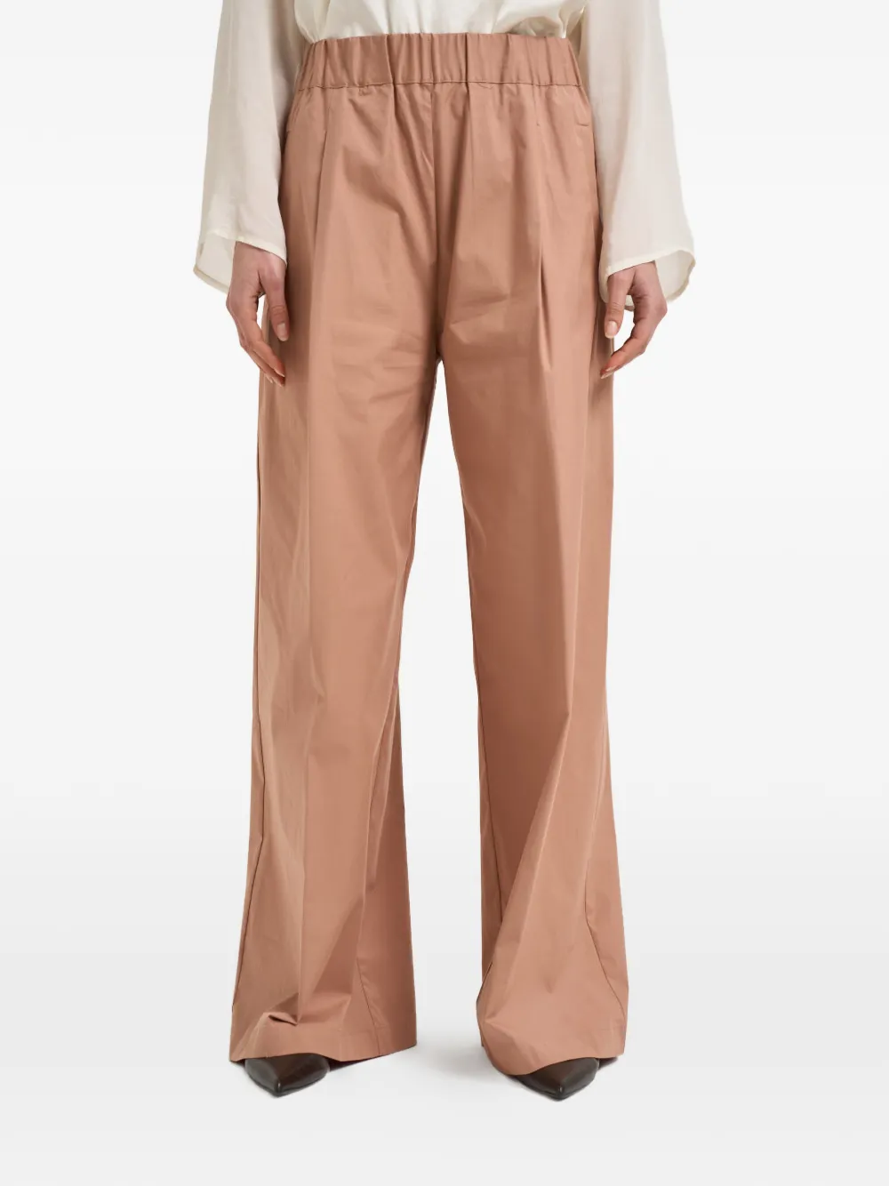 Semicouture elasticated pleated palazzo pants - Toni neutri