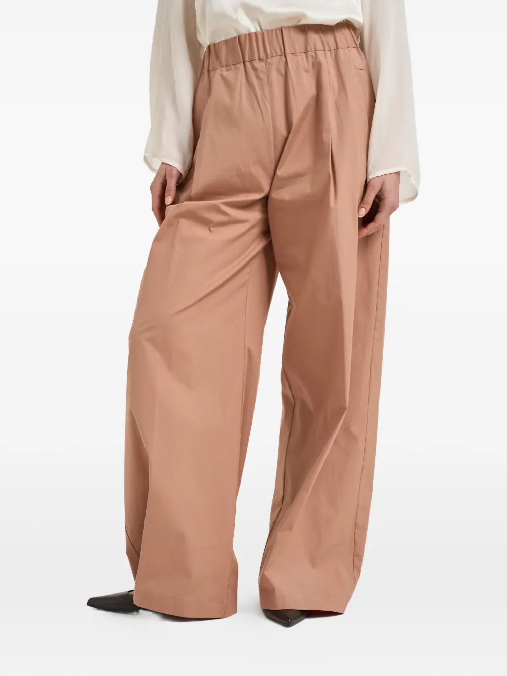  Semicouture Elasticated Pleated Palazzo Pants - Neutrals 