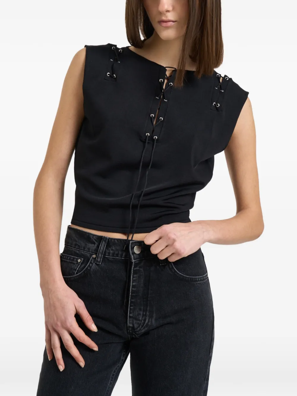 IRO Felicine lace-up top - Nero