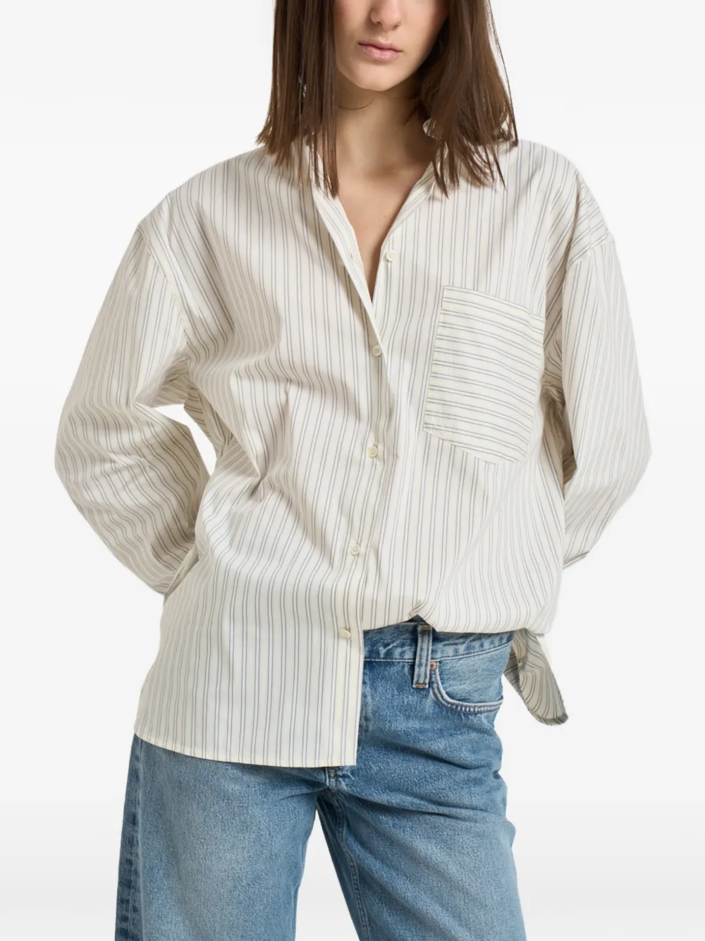 IRO striped chest-pocket shirt - Bianco