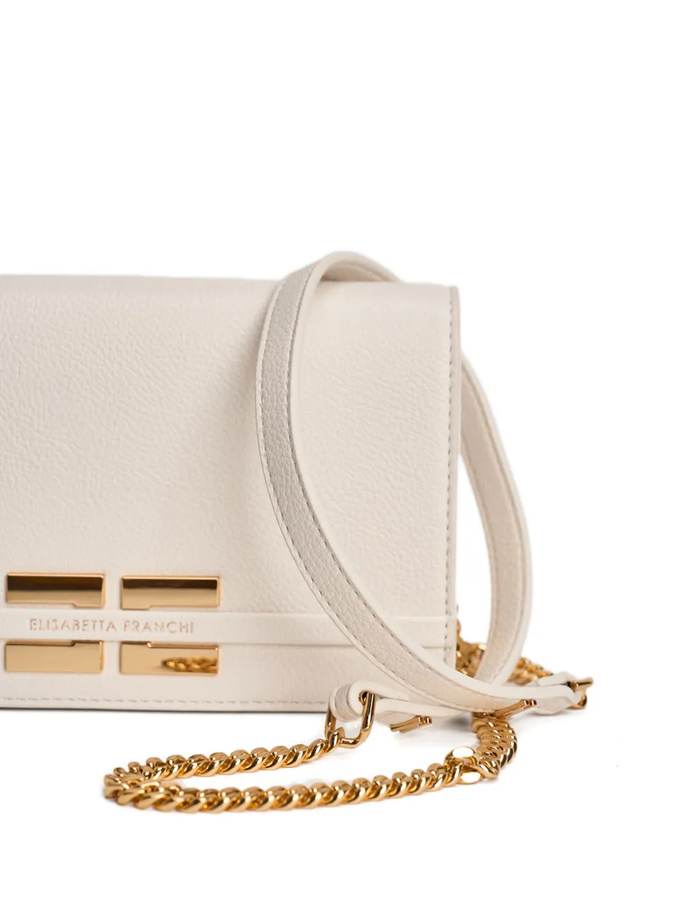 Plaque-Detail Chain Clutch Bag