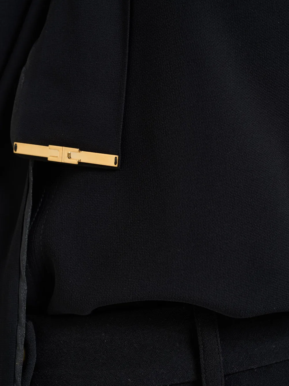 Pussy-Bow Gold-Tone Button Shirt