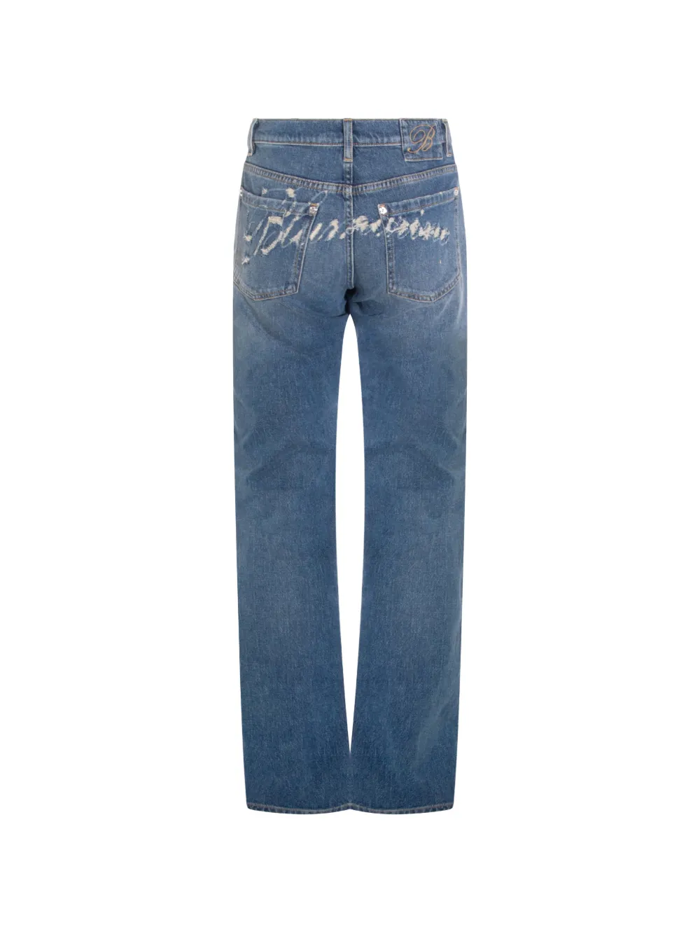  Blumarine Distressed Straight Trousers - Blue 