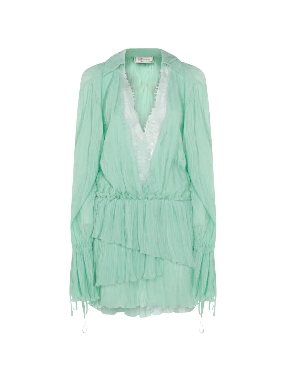 Blumarine ruffled long-sleeve dress - Verde
