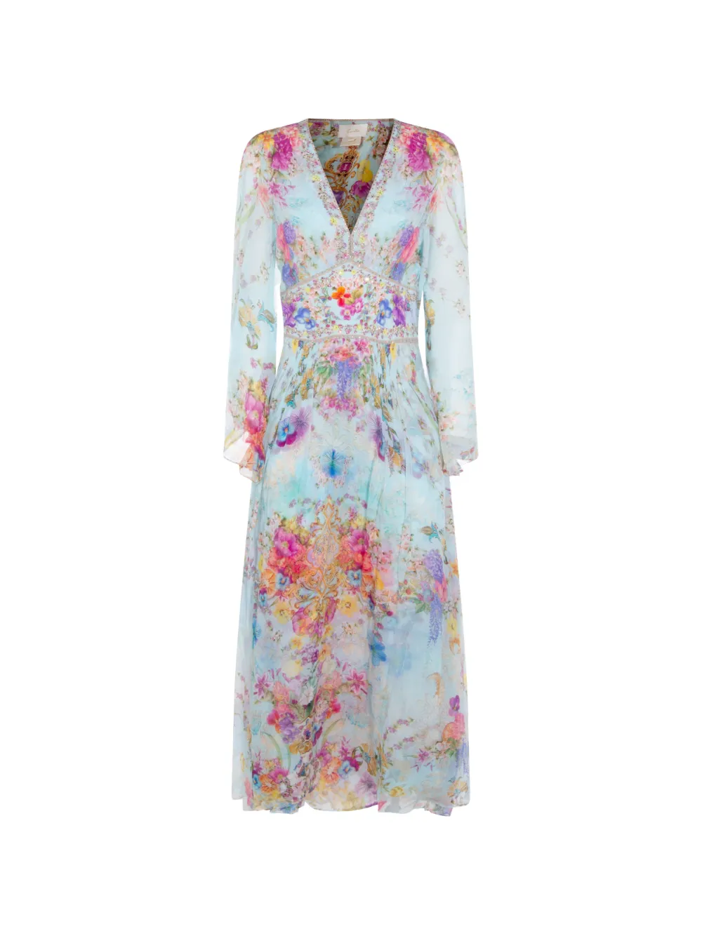 Camilla Bazar Blooms embellished V-neck maxi dress - Blu