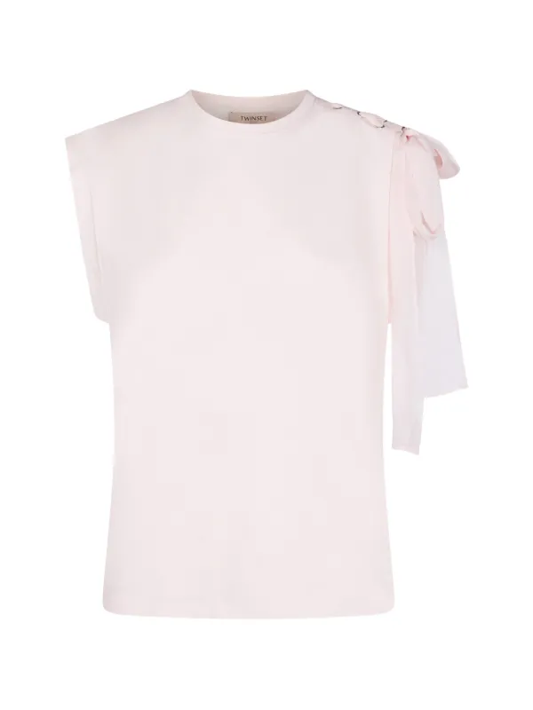 tn.ss_♡ TWINSET bow-detail T-shirt | Pink | FARFETCH