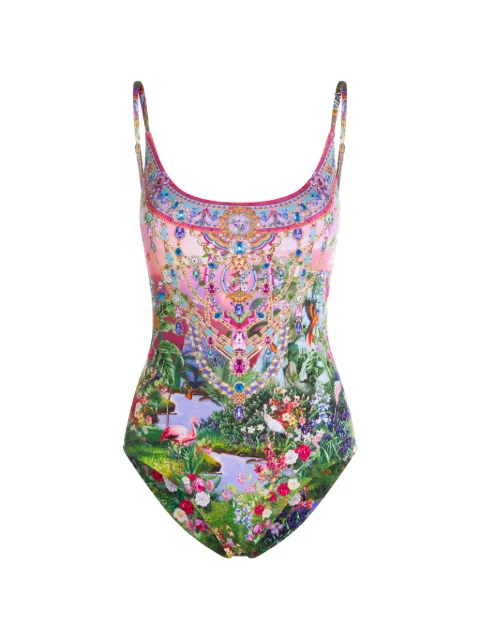 Camilla embellished floral-patterned swimsuit