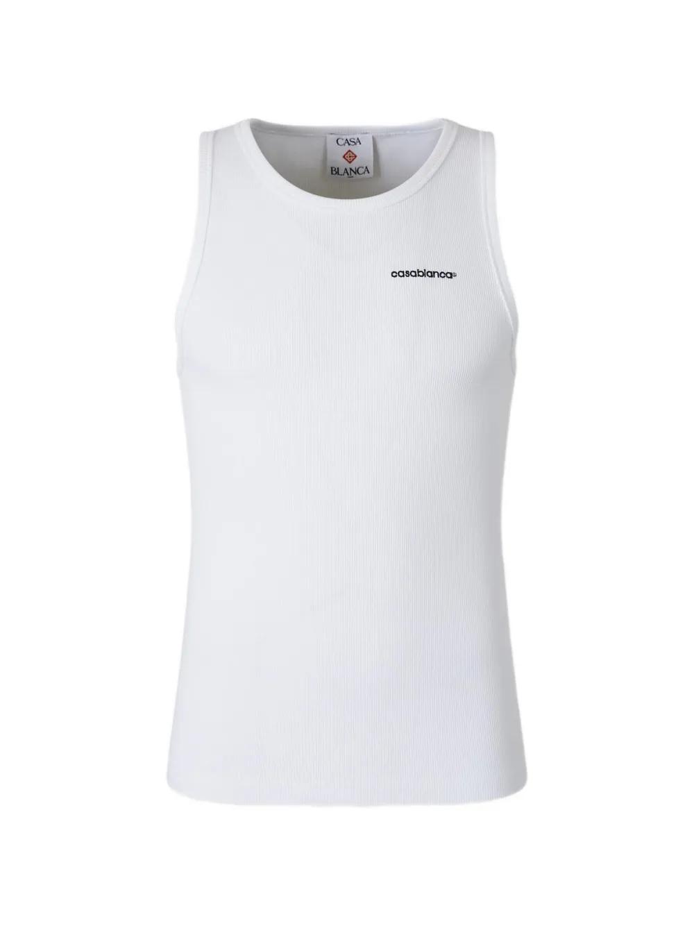 Casablanca embroidered ribbed tank top - Bianco