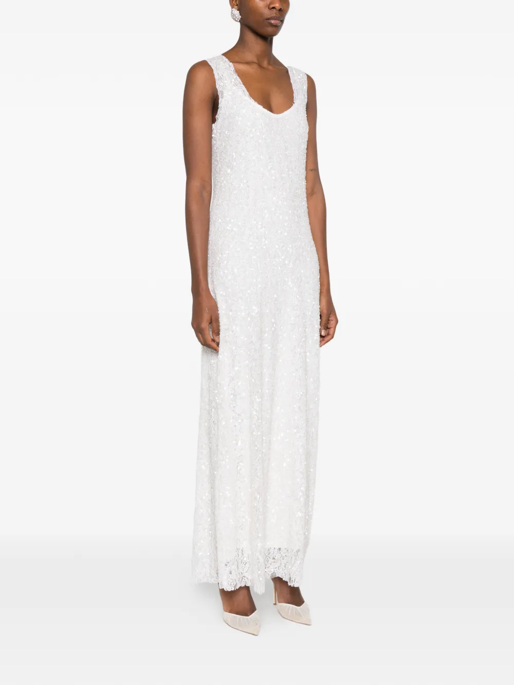  P.a.r.o.s.h. Noodles Lace Trim Dress - White 