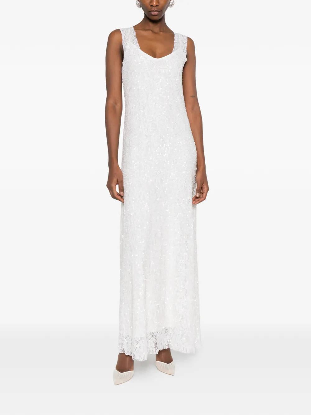  P.a.r.o.s.h. Noodles Lace Trim Dress - White 