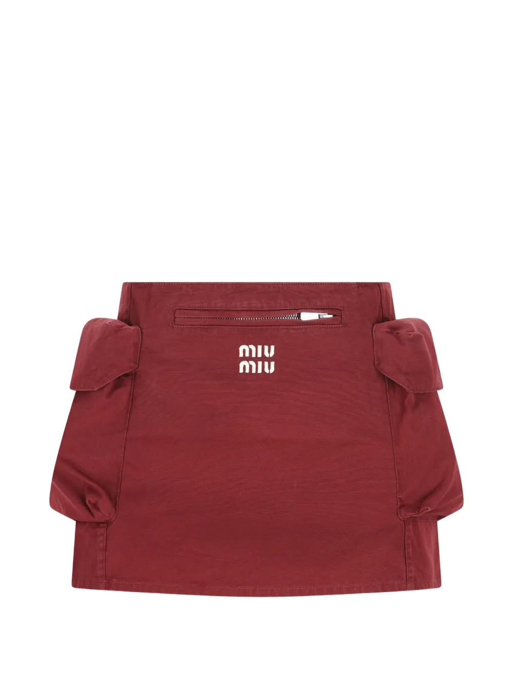 Miu Miu front logo pockets skirt - Rosso