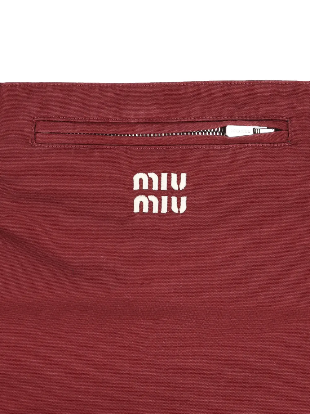  Miu Miu Front Logo Pockets Skirt - Red 