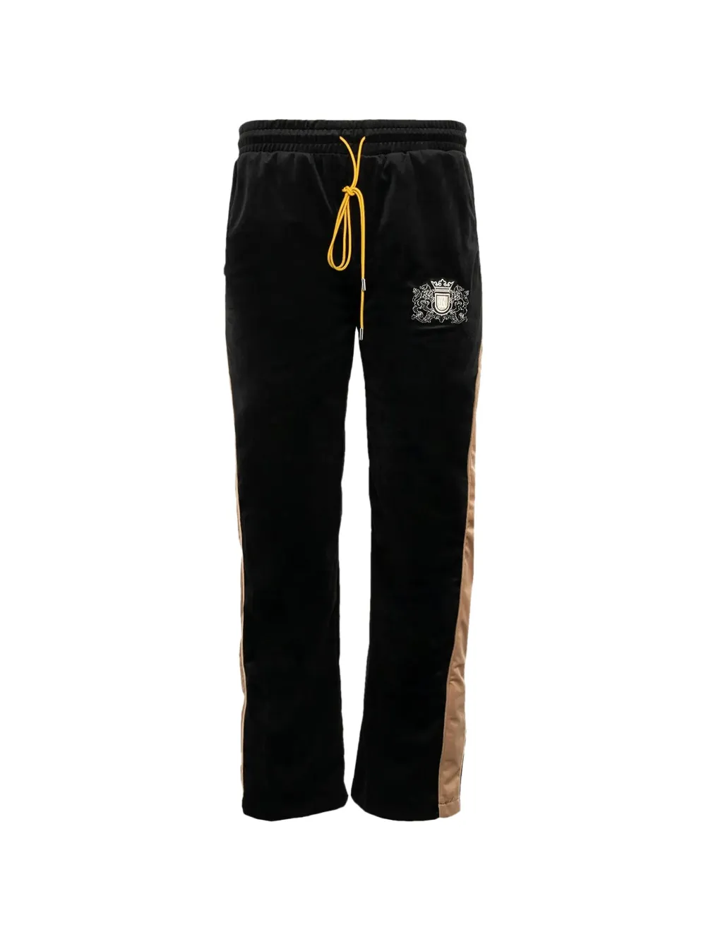 RHUDE crest-embroidered velvet track pants - Nero
