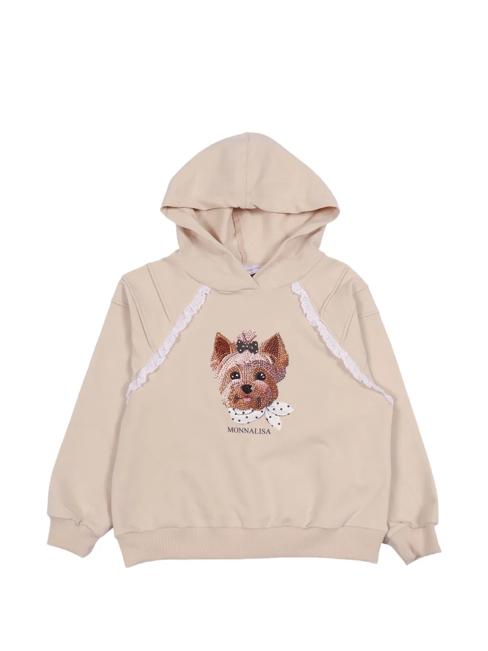 Monnalisa rhinestone-embellished hoodie - Neutrals