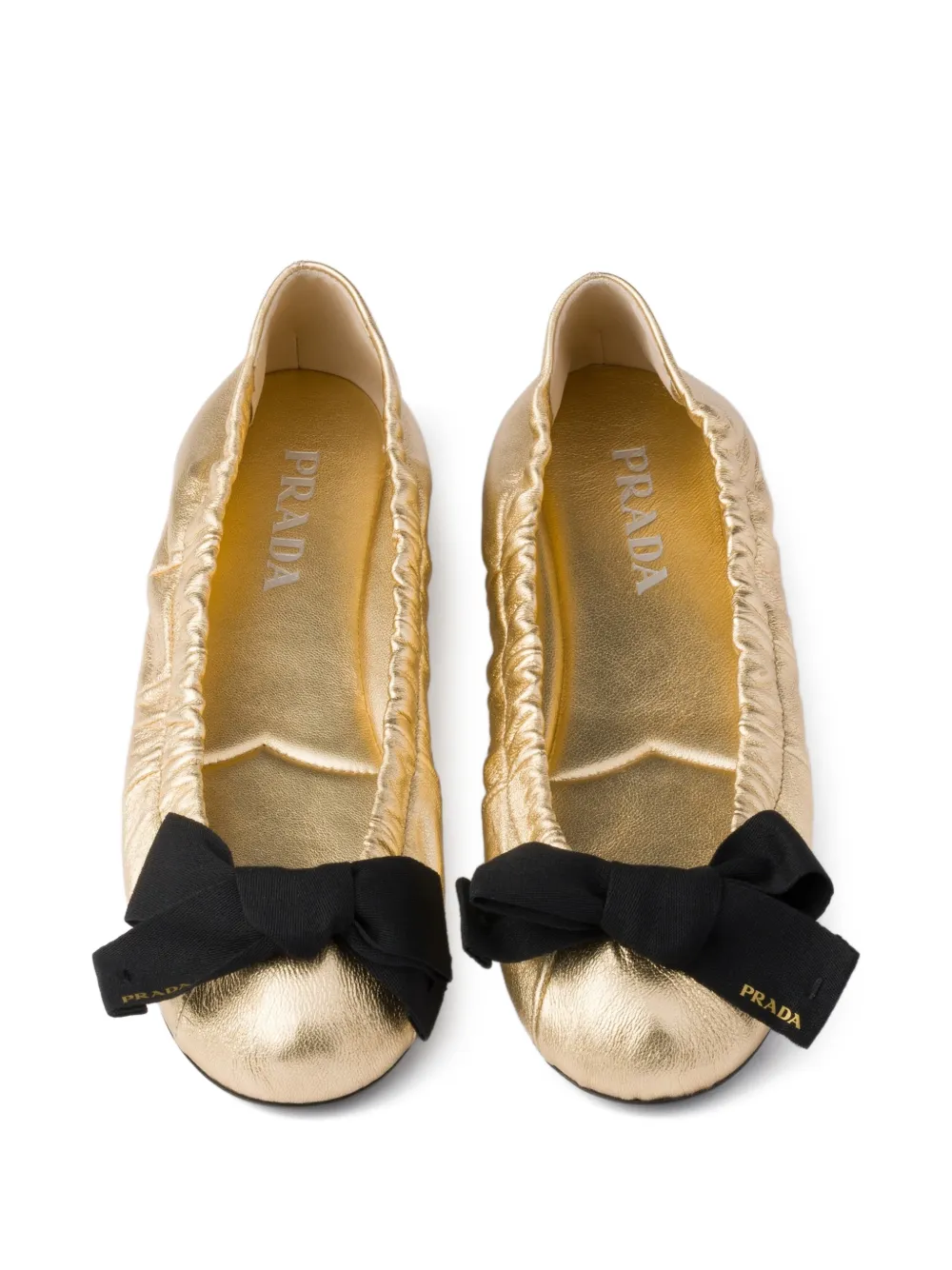  Prada Mordoré Leather Ballet Flats - Gold 