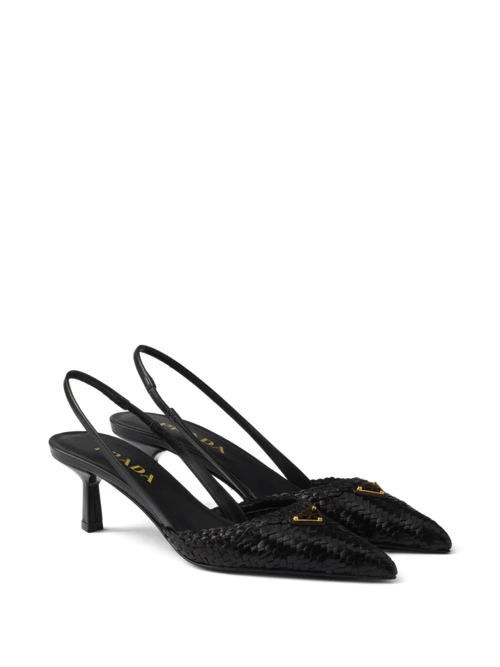 Prada Slingback pumps met geweven bandjes Zwart