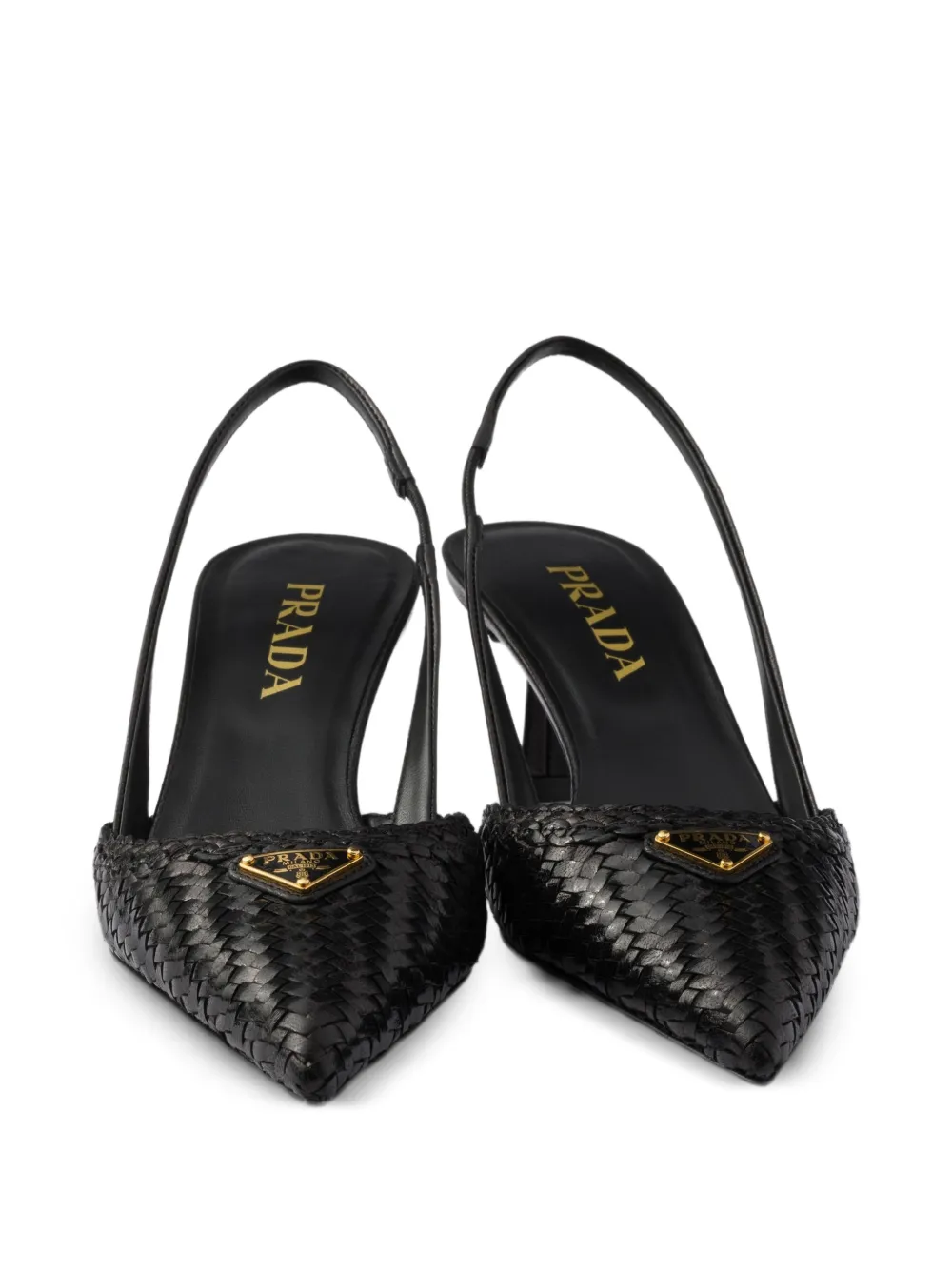 Prada Slingback pumps met geweven bandjes Zwart