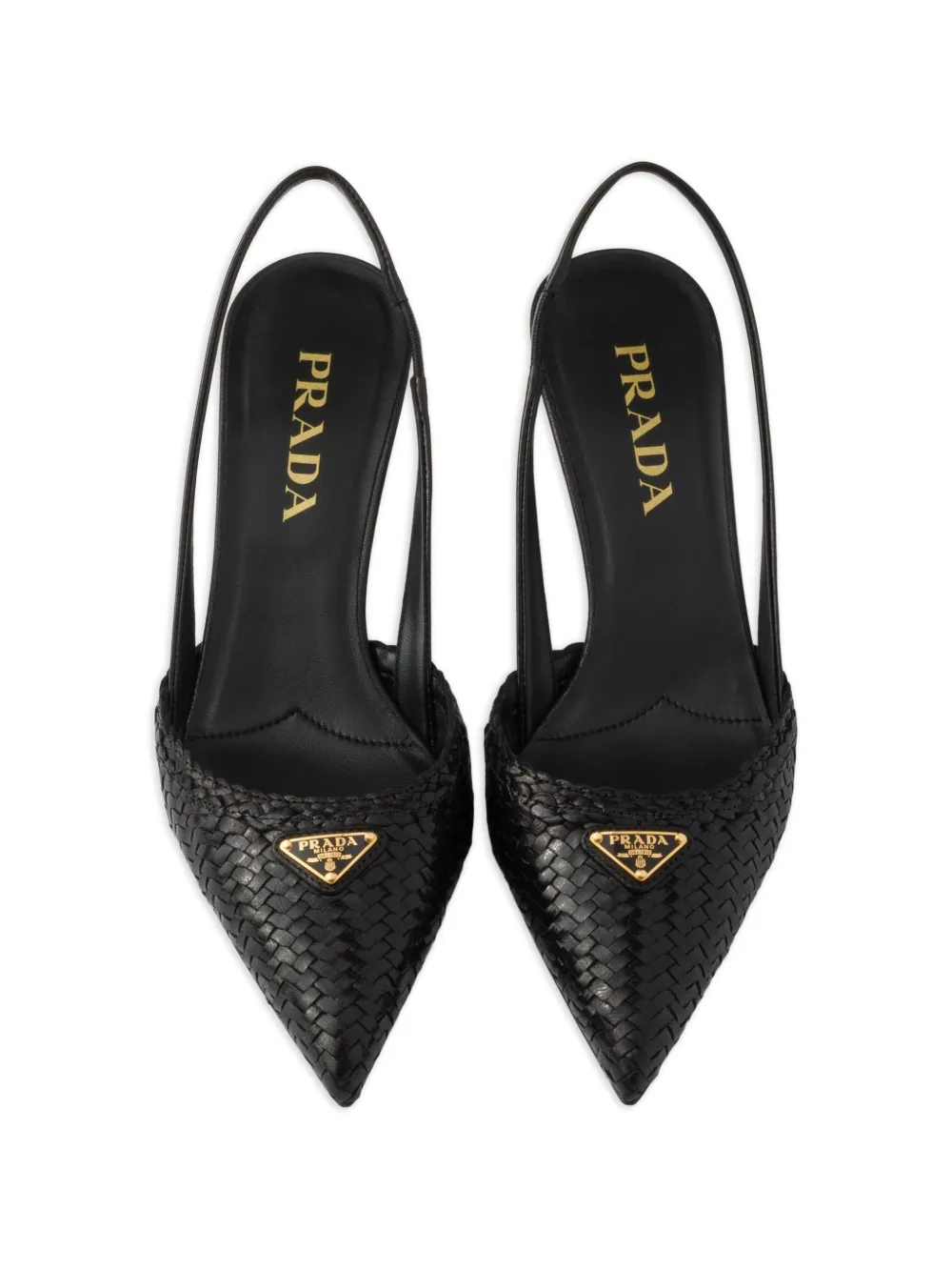 Prada Slingback pumps met geweven bandjes Zwart