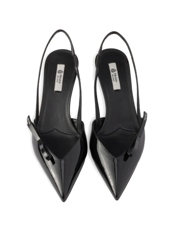 Prada Bow Slingback Leather Pumps | Black | FARFETCH