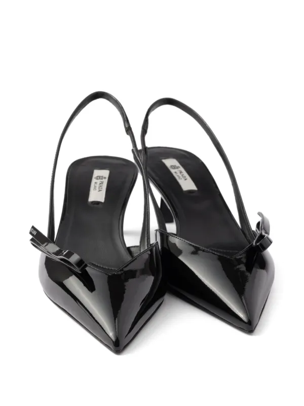 Prada Bow Slingback Leather Pumps | Black | FARFETCH